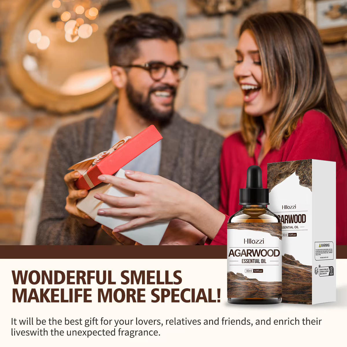 L'huile essentielle d'agar bois a un parfum boisé et convient aux soins du corps et des cheveux.
