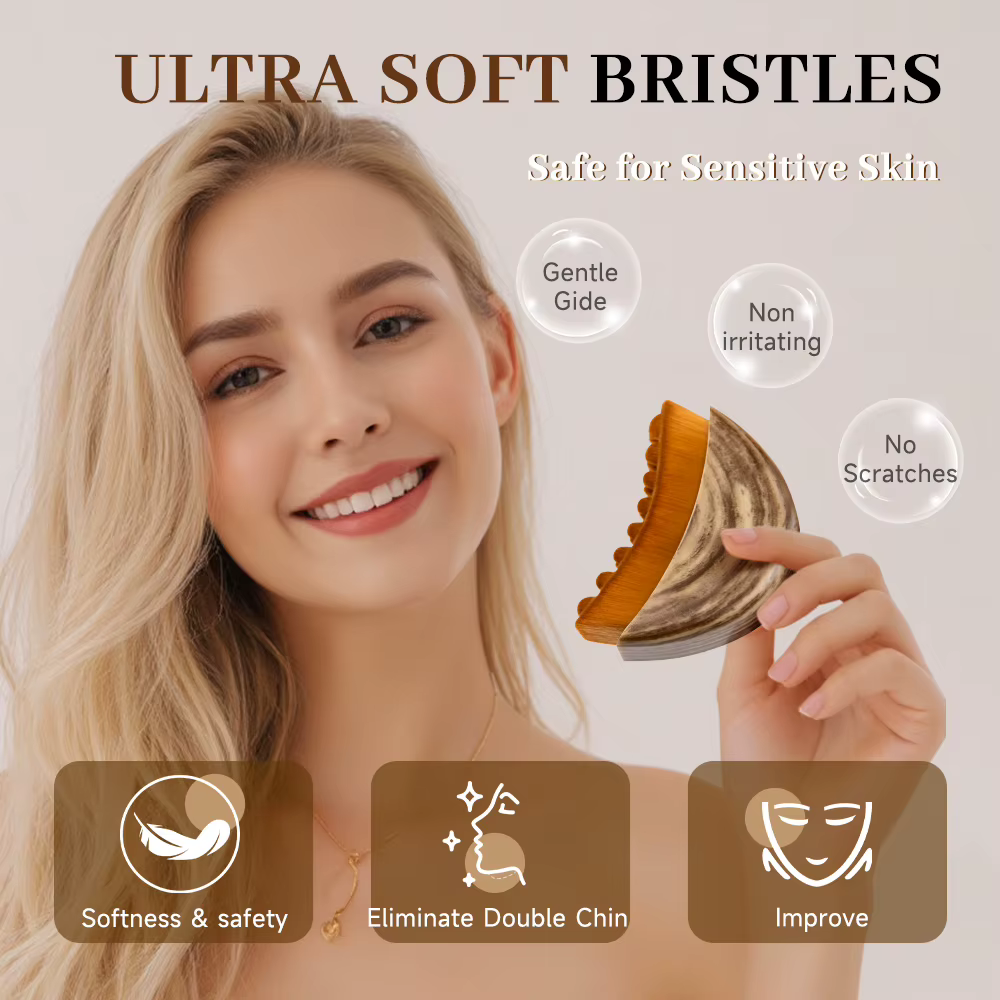 Brosse de massage lymphatique pour le visage avec grattoir Guasha pour le drainage et le lifting facial