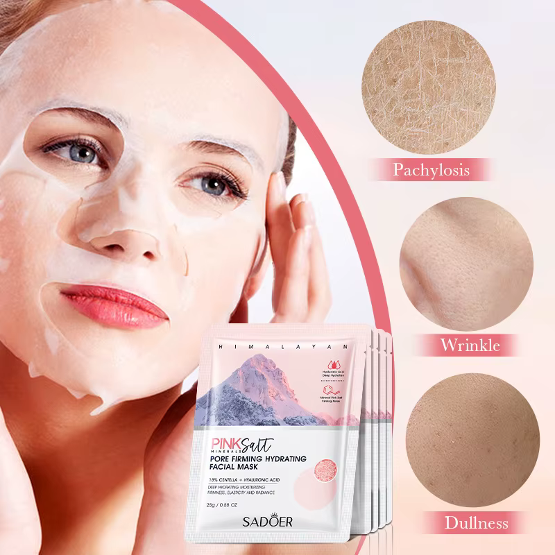5 pièces SADOER himalayen rose sel masque pour le visage hydratant éclaircissant raffermissant