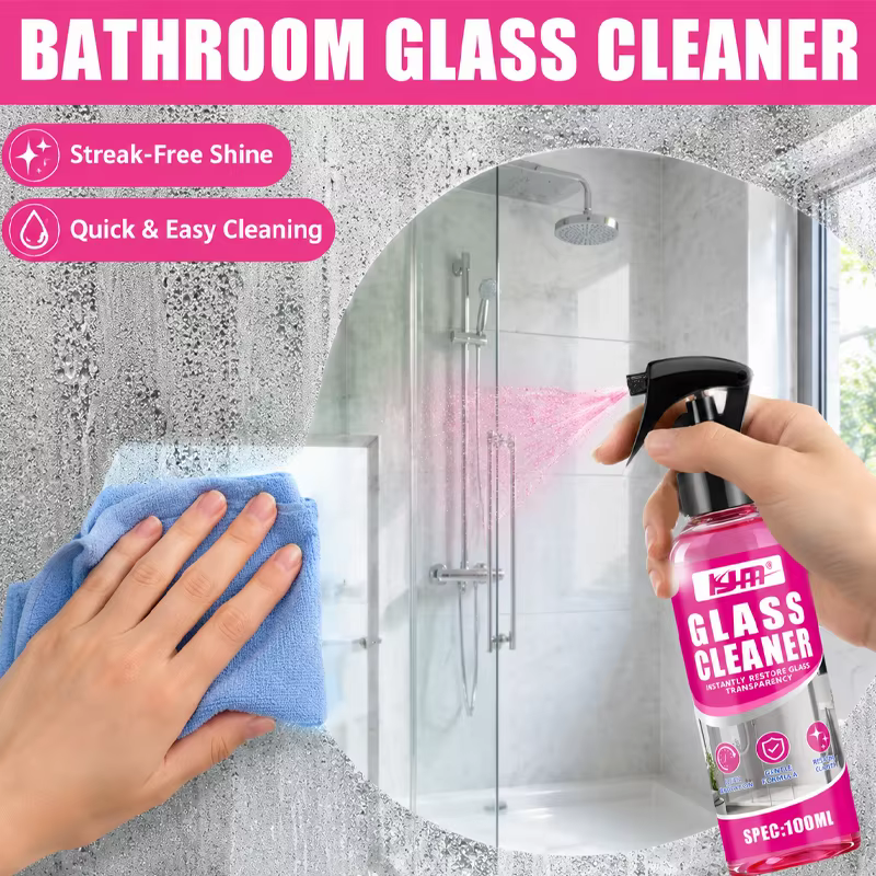 Nettoyant Vitres Cristallines en Spray – Décontamination Rapide pour Pare-Brise, Rétroviseurs, Salle de Bain et Douche – Élimine les Traces et la Saleté Sans Traces