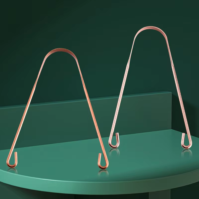 Grattoir à langue en cuivre pur et acier inoxydable, brosse nettoyante buccale, outil de nettoyage pour une haleine fraîche, accessoire d'hygiène dentaire de haute qualité