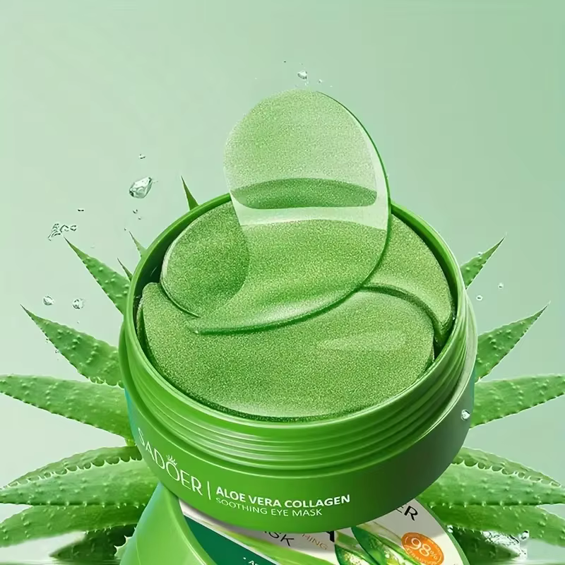 SADOER Masque Apaisant Contour des Yeux au Collagène et à l'Aloe Vera 60 Patchs Hydratants et Raffermissants pour les Poches et les Cernes