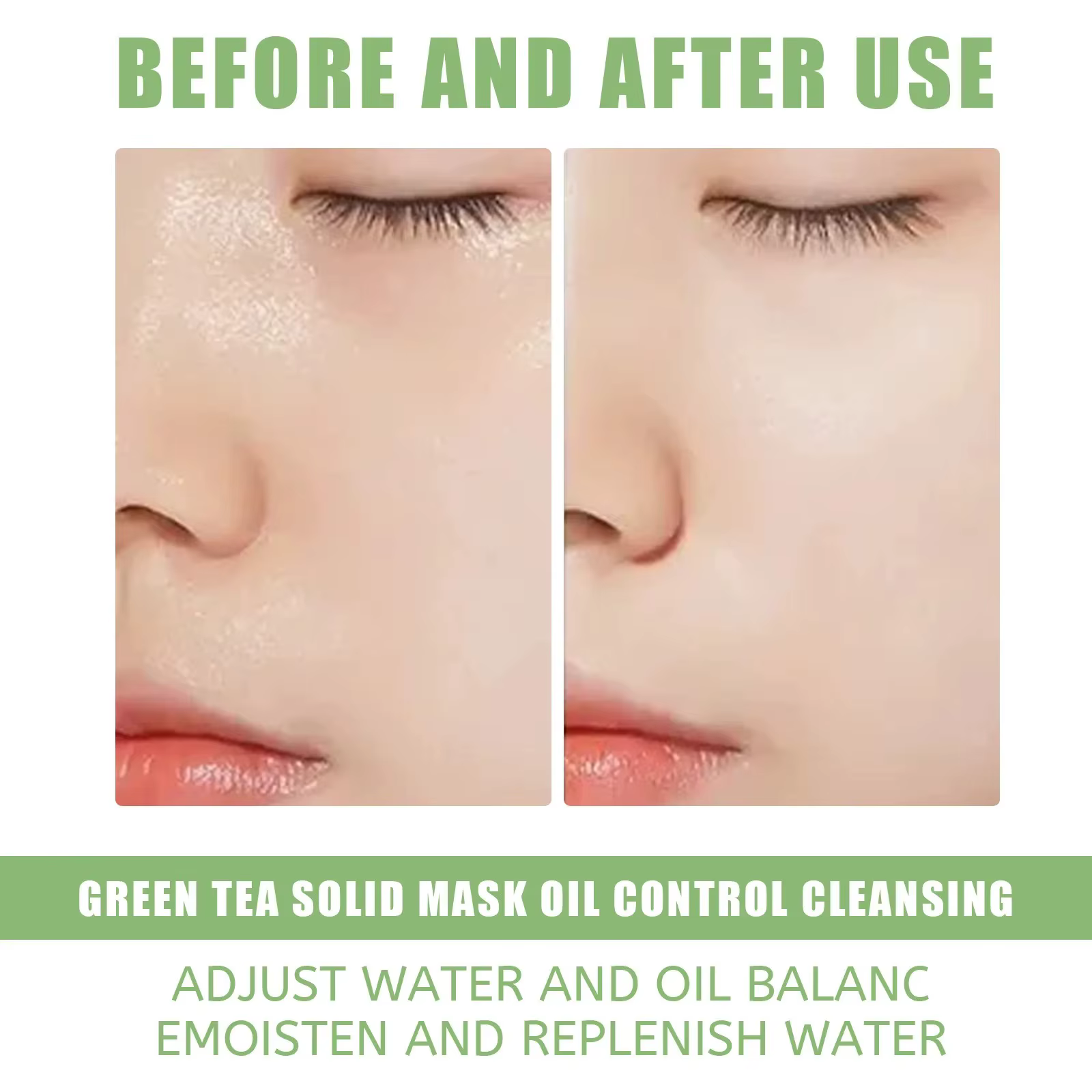Masque facial solide nettoyant au thé vert