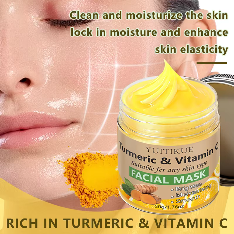 Masque visage YUITIKUE au curcuma et à la vitamine C - Formule éclaircissante