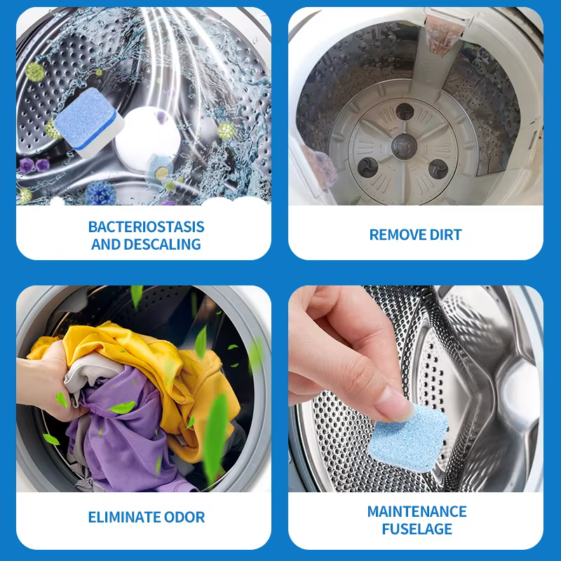 Tablette effervescente nettoyante pour lave-linge, tablette de nettoyage et de décontamination entièrement automatique pour le détartrage du bac de lavage
