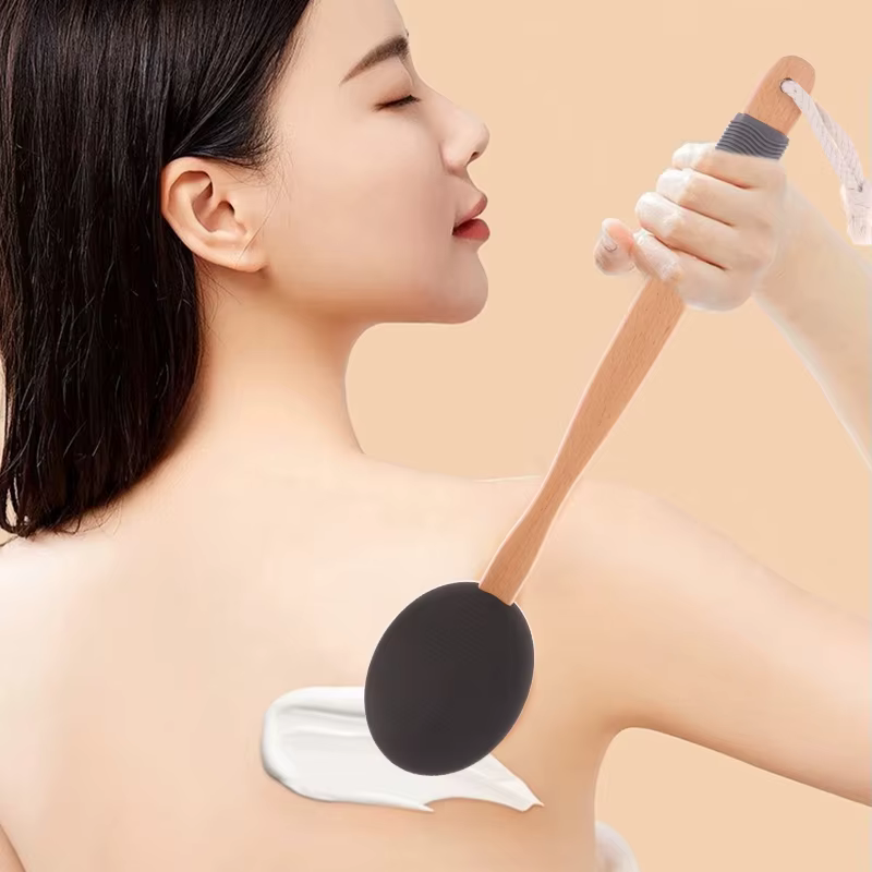 【LM】Applicateur multifonctionnel en silicone à long manche pour lotion, crème solaire et pommade, brosse de douche nettoyante pour le corps, applicateur de crème solaire pour le dos