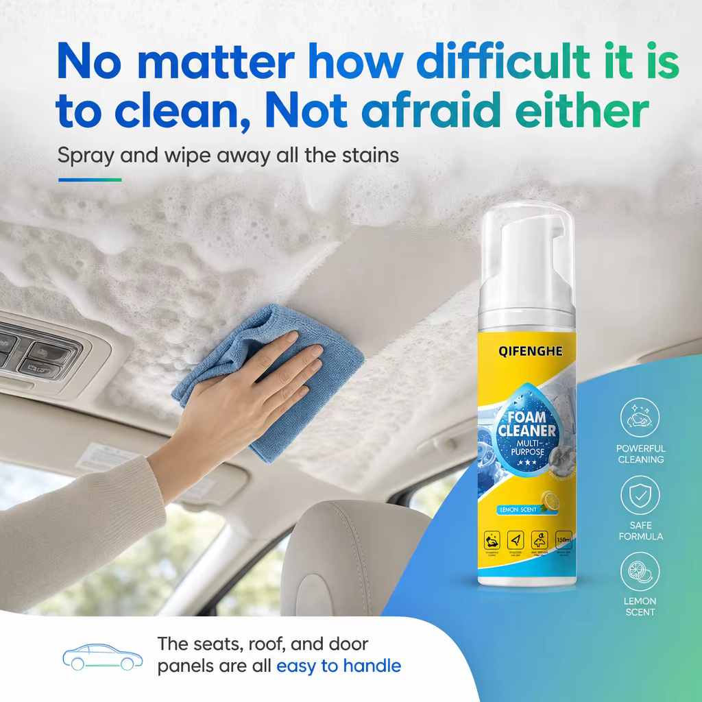 Nettoyant Moussant Multi-Usages pour Intérieur de Voiture – Nettoyage en Profondeur Sans Rinçage – Formule Douce – Parfum Citron Frais Longue Durée