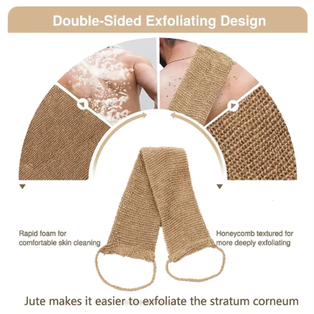 Serviette de bain et de douche en jute, ceinture expansive pour le dos, épurateur pour livres corporels, sangle HOShower