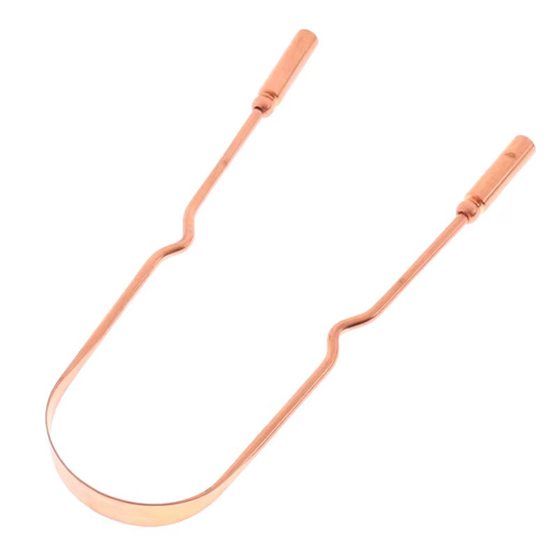 Grattoir à langue en cuivre pur, brosse nettoyante buccale, outils d'hygiène pour un nettoyage optimal.