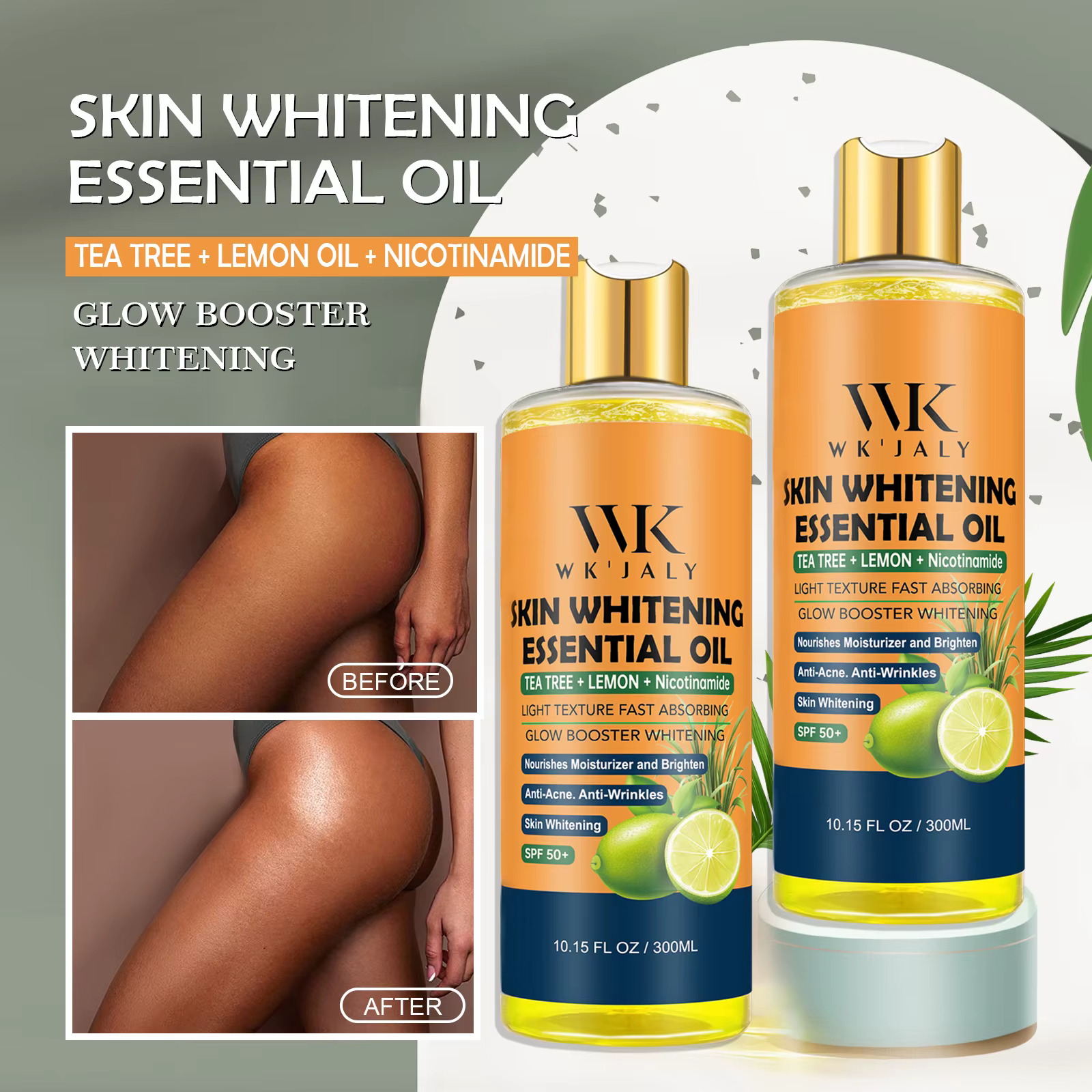 Huile pour le corps éclaircissante à la niacinamide WK JALY pour tous les types de peau