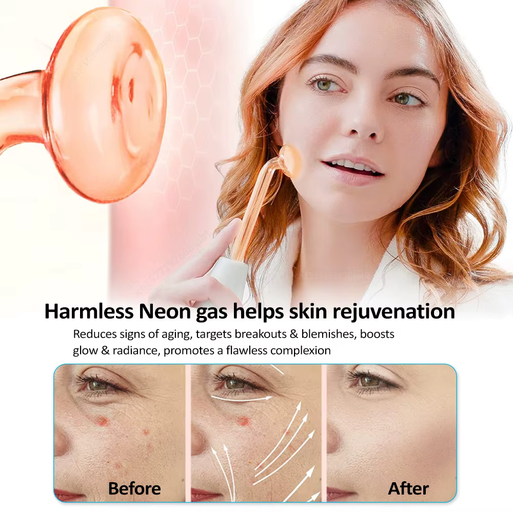 Appareil facial haute fréquence avec électrode en verre pour le traitement des rides et les soins du visage