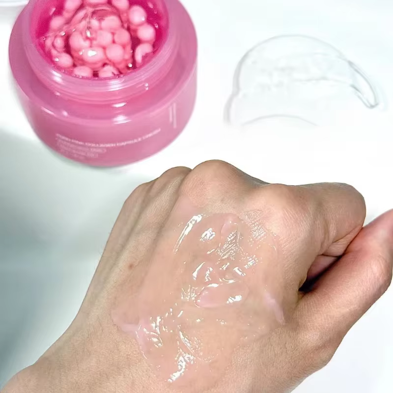 Crème Coréenne au Collagène Rose PDRN en Capsules avec Niacinamide pour un Teint Uniforme