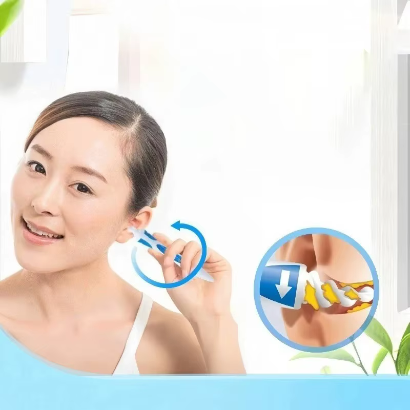 Nettoyeur de cire d'oreille dissolvant d'huile en spirale Portable dissolvant d'huile d'oreille souple nettoyage des oreilles nettoyeur d'oreille en Silicone nettoyeur d'oreille en spirale à 360 degré