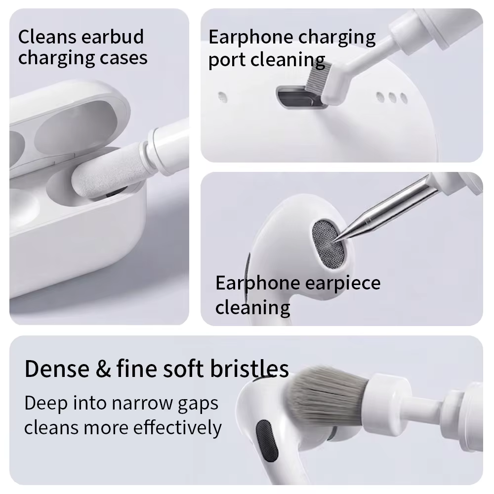 Kit de nettoyage portable 5 en 1 pour AirPods Max/Airpods, iPhone, iPad, ensemble d'outils d'entretien pour les appareils Samsung, HuaWei, Xiaomi, série d'écouteurs