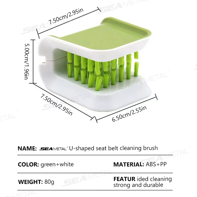 SEAMETAL – outil de nettoyage de ceinture de sécurité intérieure de voiture, plateau pliable Double face en forme de U, brosse éponge, protège-mains de ceinture de sécurité, détails de voiture