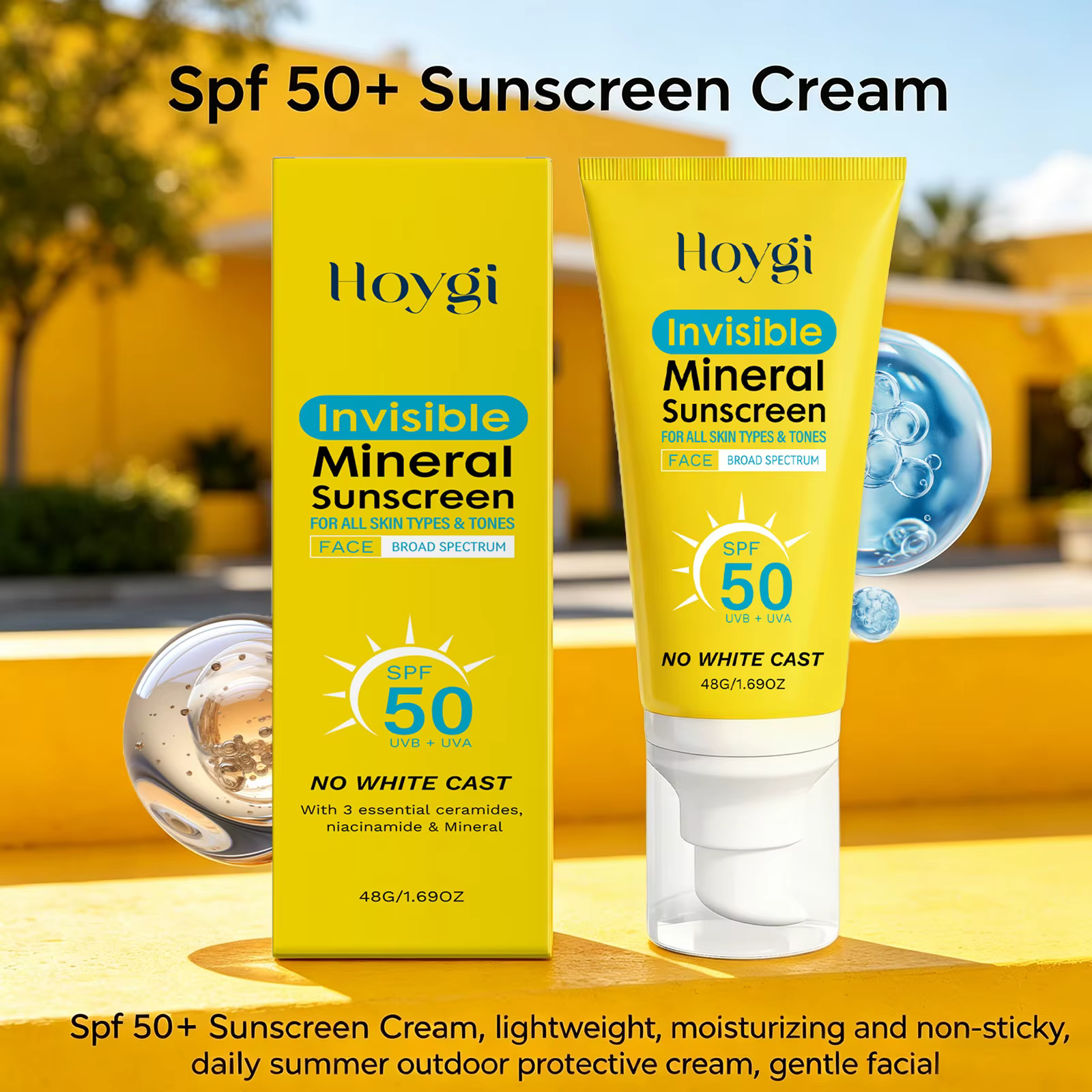 Crème solaire minérale SPF 50 sans traces blanches