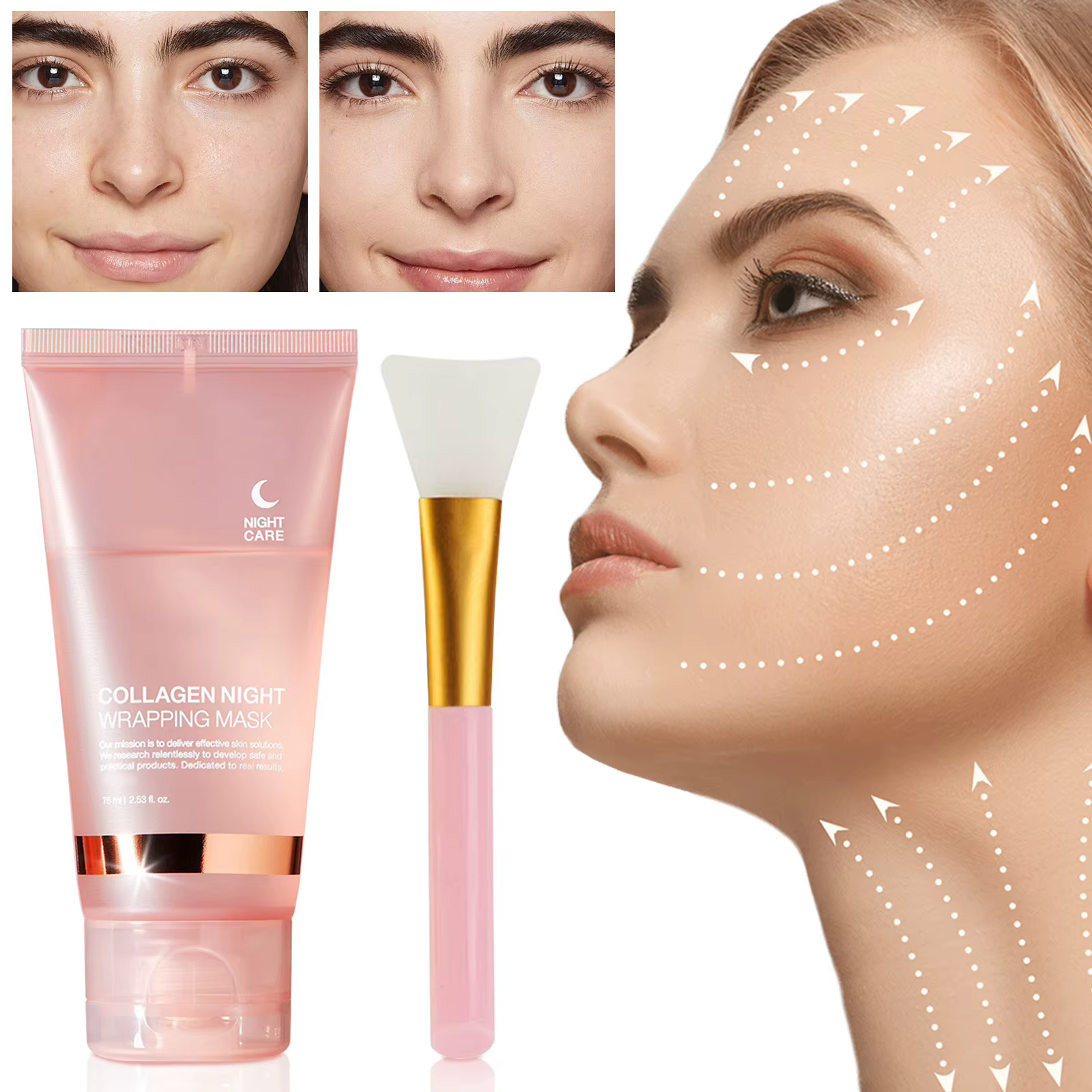 Masque d'emballage de nuit au collagène 75 ml pour réparation intensive 8H