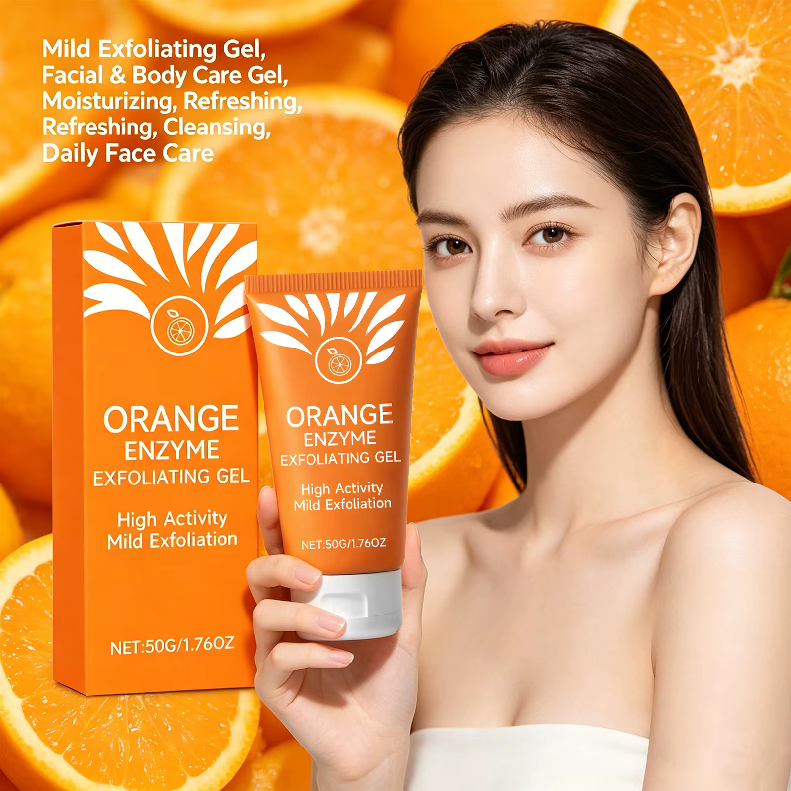 Gel exfoliant à l'orange pour le soin du visage et du corps