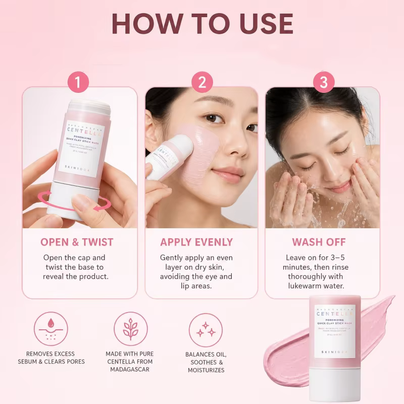 Masque en stick à l'argile Centella Poremizing pour soins de la peau coréens