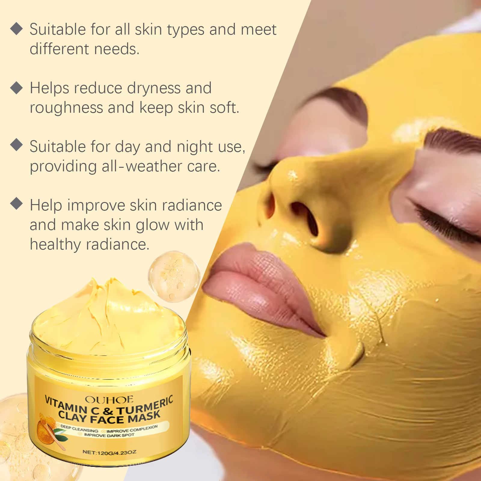 Masque en argile à la vitamineC au curcuma