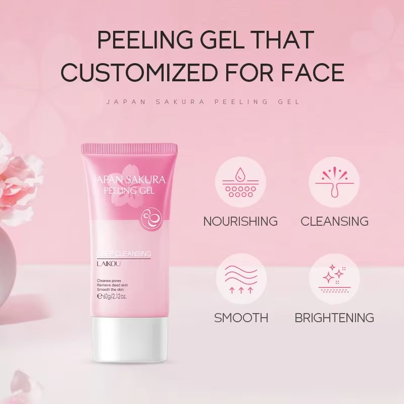 LAIKOU Sakura Peeling Gel Exfoliation du visage nettoie les Pores hydratant contrôle de l'huile 60g