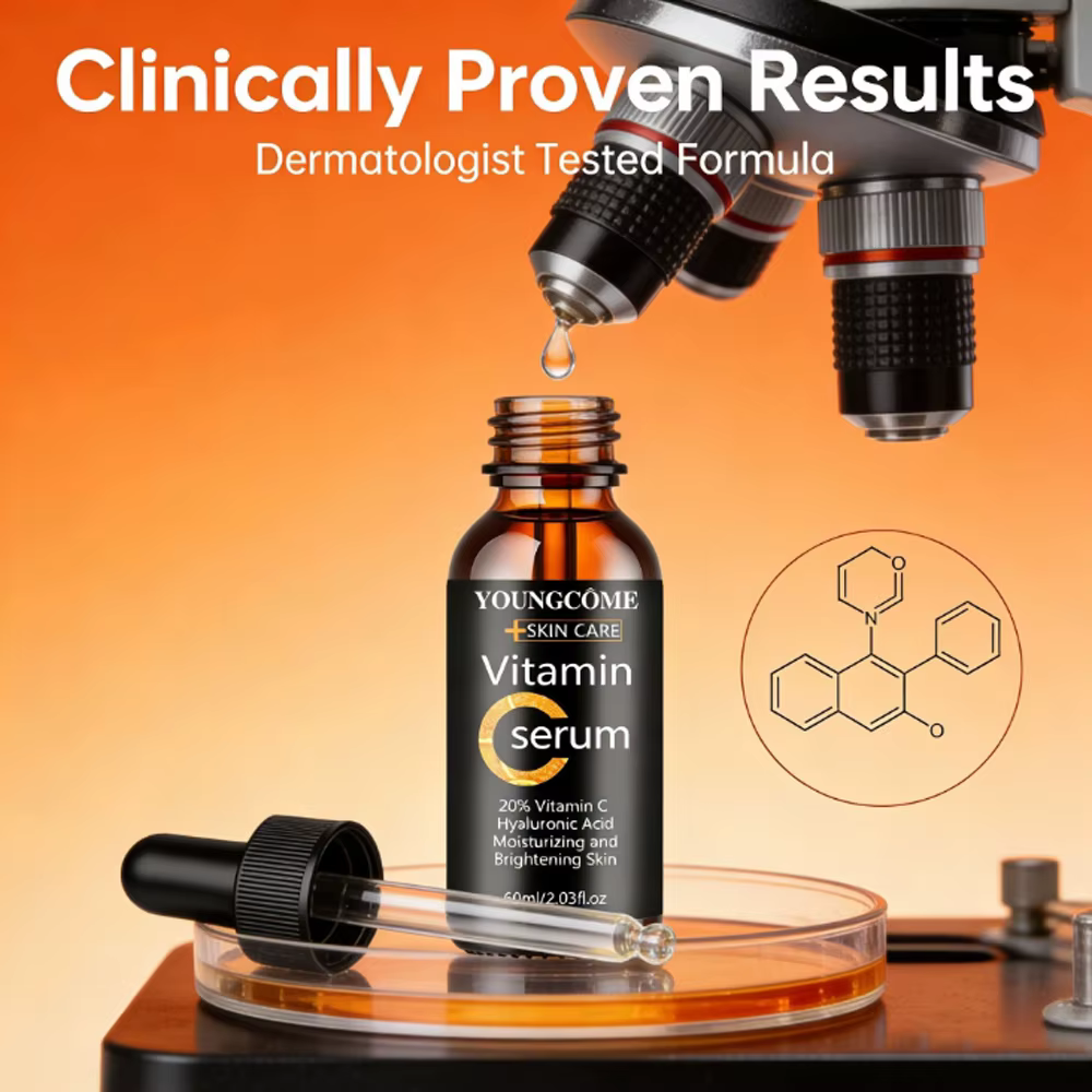 YOUNGCOME Sérum à l'acide hyaluronique à la vitamine C - Essence pour le visage hydratante et raffermissante quotidienne pour tous les types de peau 40/60ML