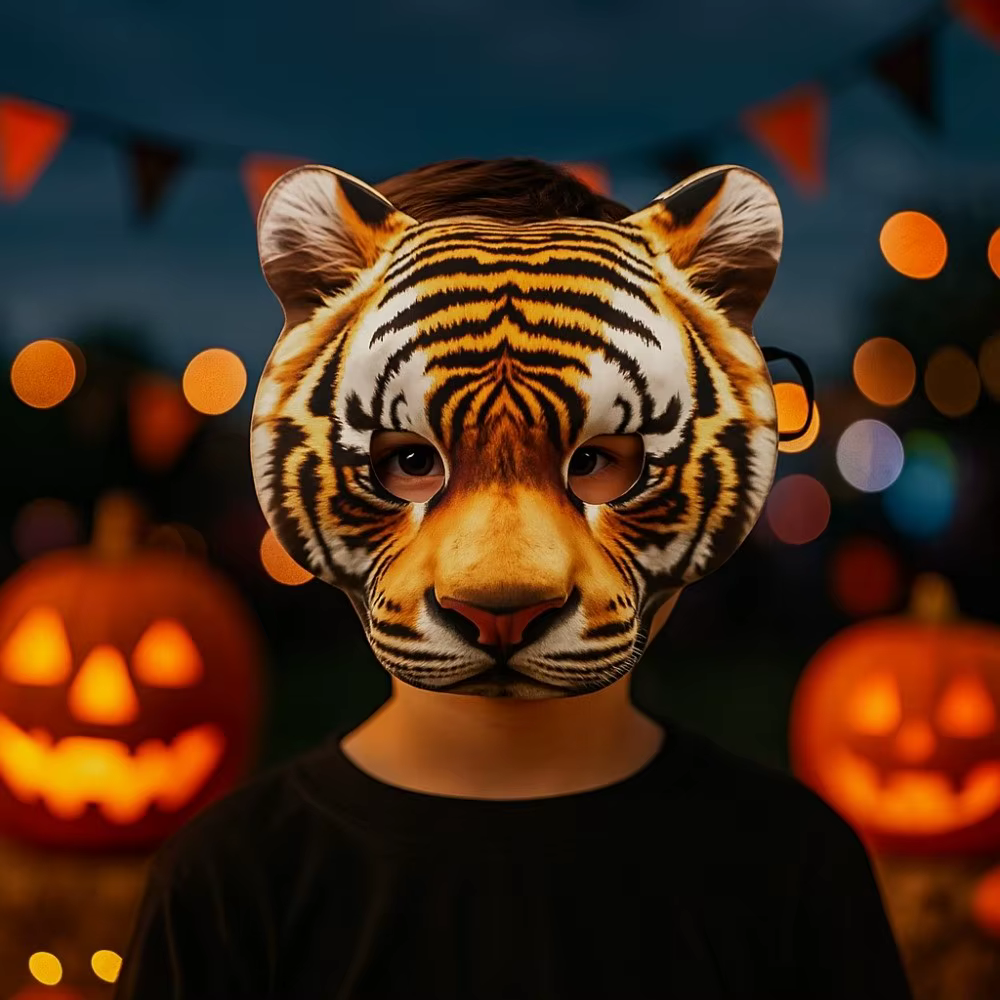 Masque de loup-garou drôle d'halloween, accessoires de fête Husky, masque de tigre EVA, sangle élastique, Cosplay, demi-masque unisexe