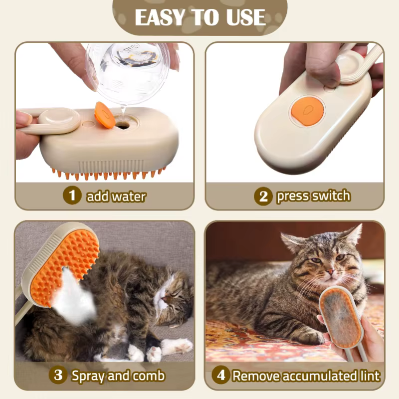 Brosse à poils pour chat, brosse à vapeur pour chat, brosse de nettoyage électrique, gant pour chiens, élimine les poils, accessoires pour chat Vapir