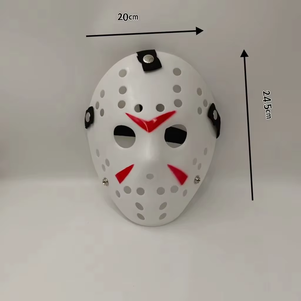 Masque de hockey d'horreur Jason Voorhees de 24 cm pour Halloween, masque effrayant pour adultes, idéal pour les fêtes d'Halloween et le cosplay.