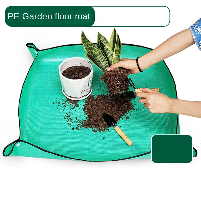 Tapis de transplantation de Pots de fleurs 50x50cm, tapis de plantation de jardinage, tapis de reprise de plantes Pe, pliable et étanche, tapis d'empotage de jardinage