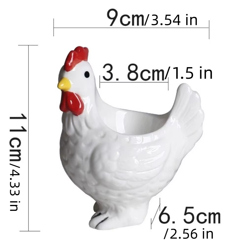 Porte-œuf en céramique en forme de poulet mignon, décoratif, 3D, surface lisse, pour le petit-déjeuner