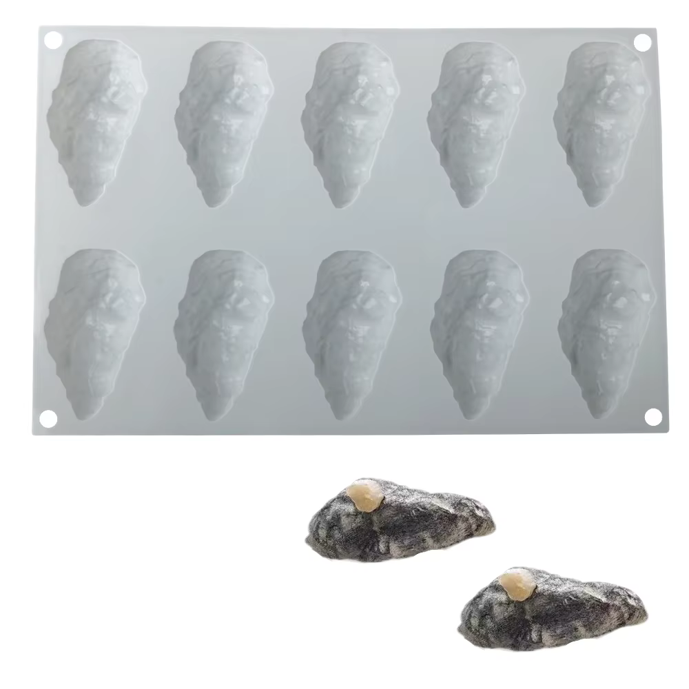 Moule à gâteau en Mousse d'huître à 10 cavités, pour Dessert au chocolat et biscuits, pâtisserie française, moule de cuisson