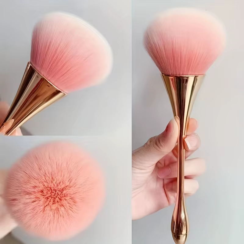 Pinceau de maquillage en éventail doré Rose, brosse cosmétique, brosse à poudre libre, brosse de surbrillance, brosse à Blush, fixation de maquillage pour cheveux doux
