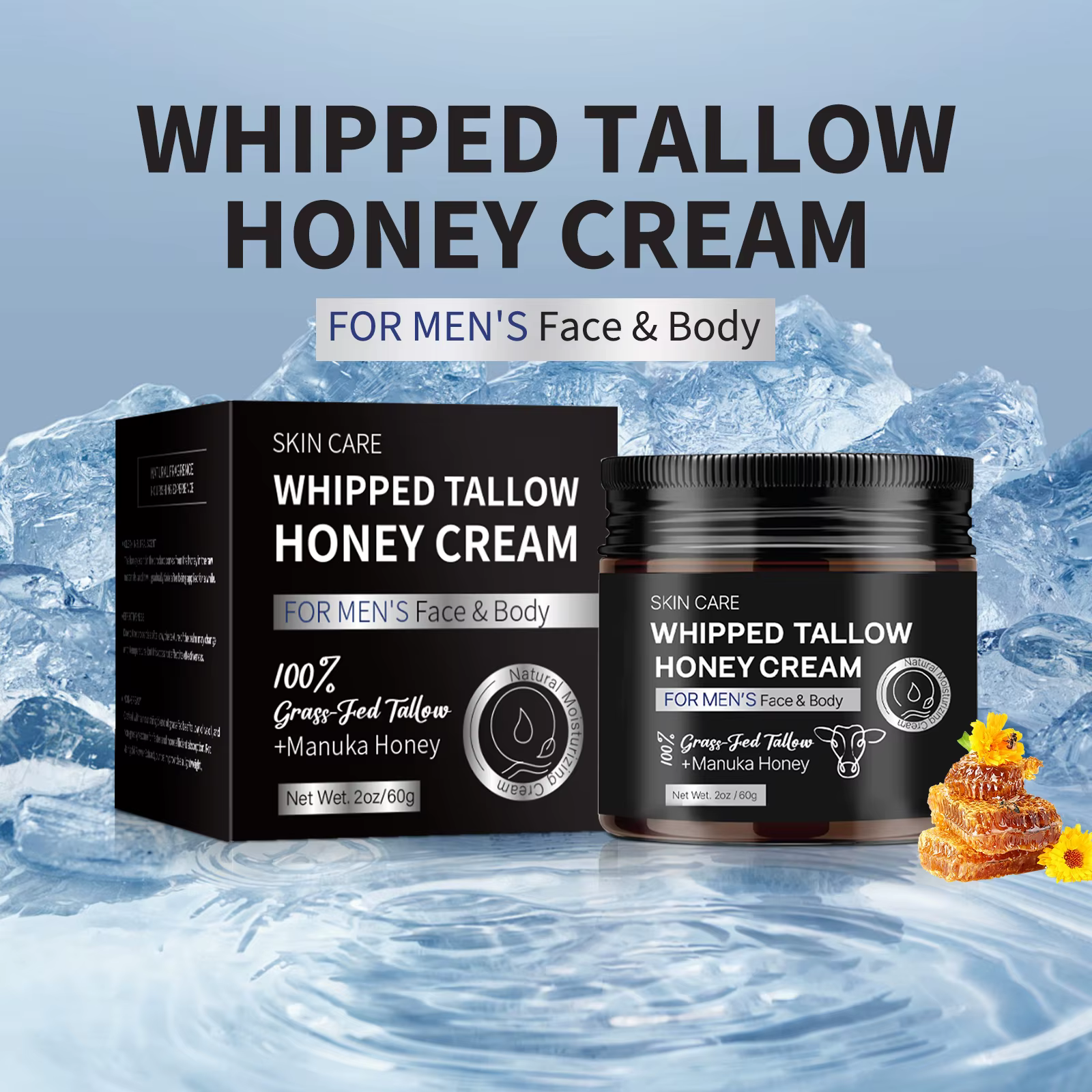 Crème fouettée au suif et au miel pour hommes 60g - Suif et miel de Manuka