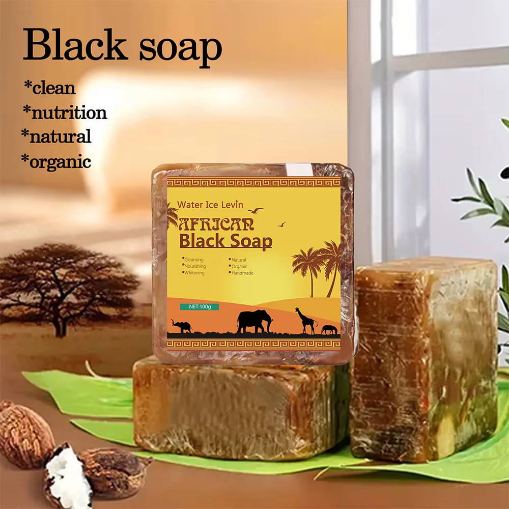 Savon noir africain traitement de l'acné nettoyage en profondeur exfolier le visage hydratant lissage de la peau