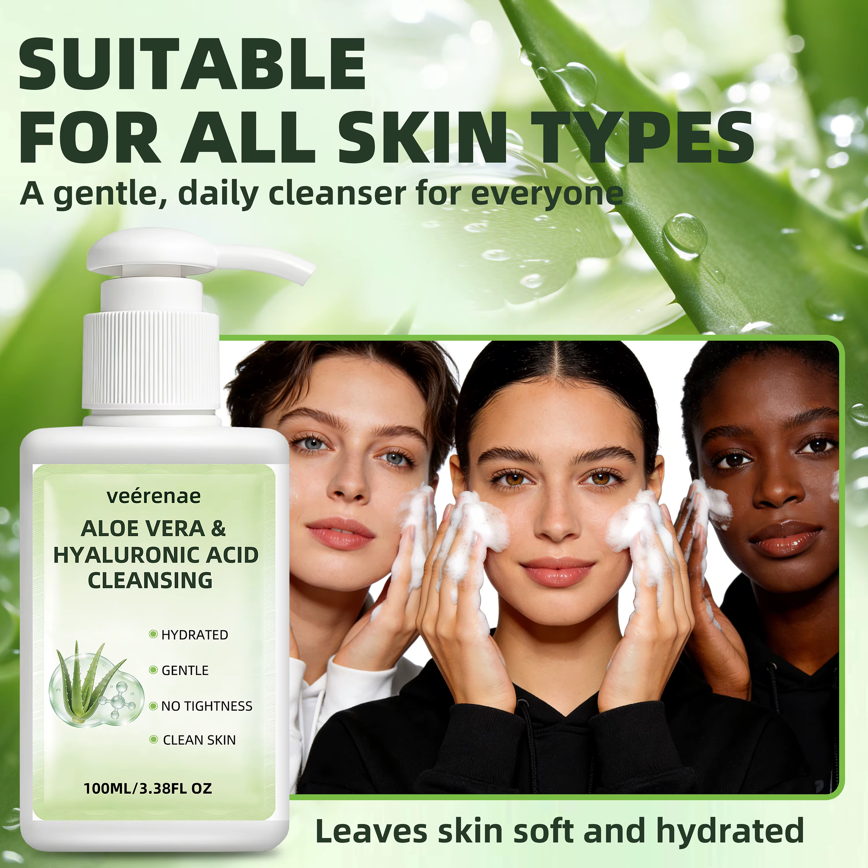 Nettoyant à l'aloe vera et à l'acide hyaluronique