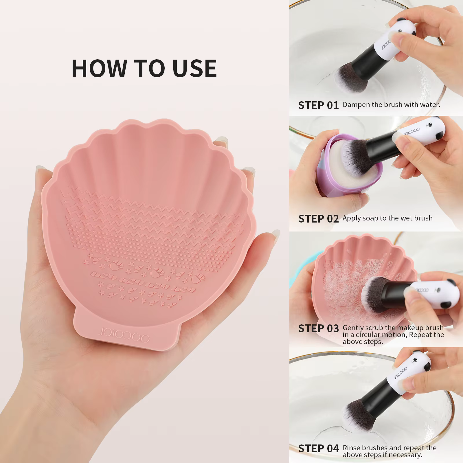 Docolor SHELL – nettoyeur de brosse en Silicone, brosse de lavage de maquillage, tapis de nettoyage de Gel, fond de teint, brosse de maquillage, tampon nettoyant, planche à récurer