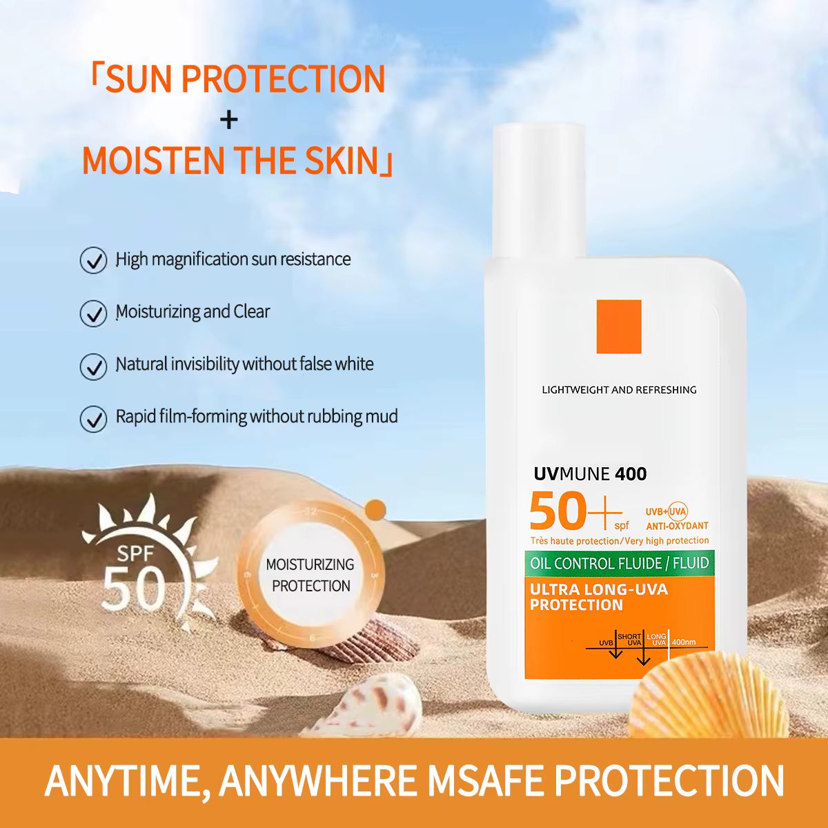 Crème solaire visage longue durée avec une protection UV élevée
