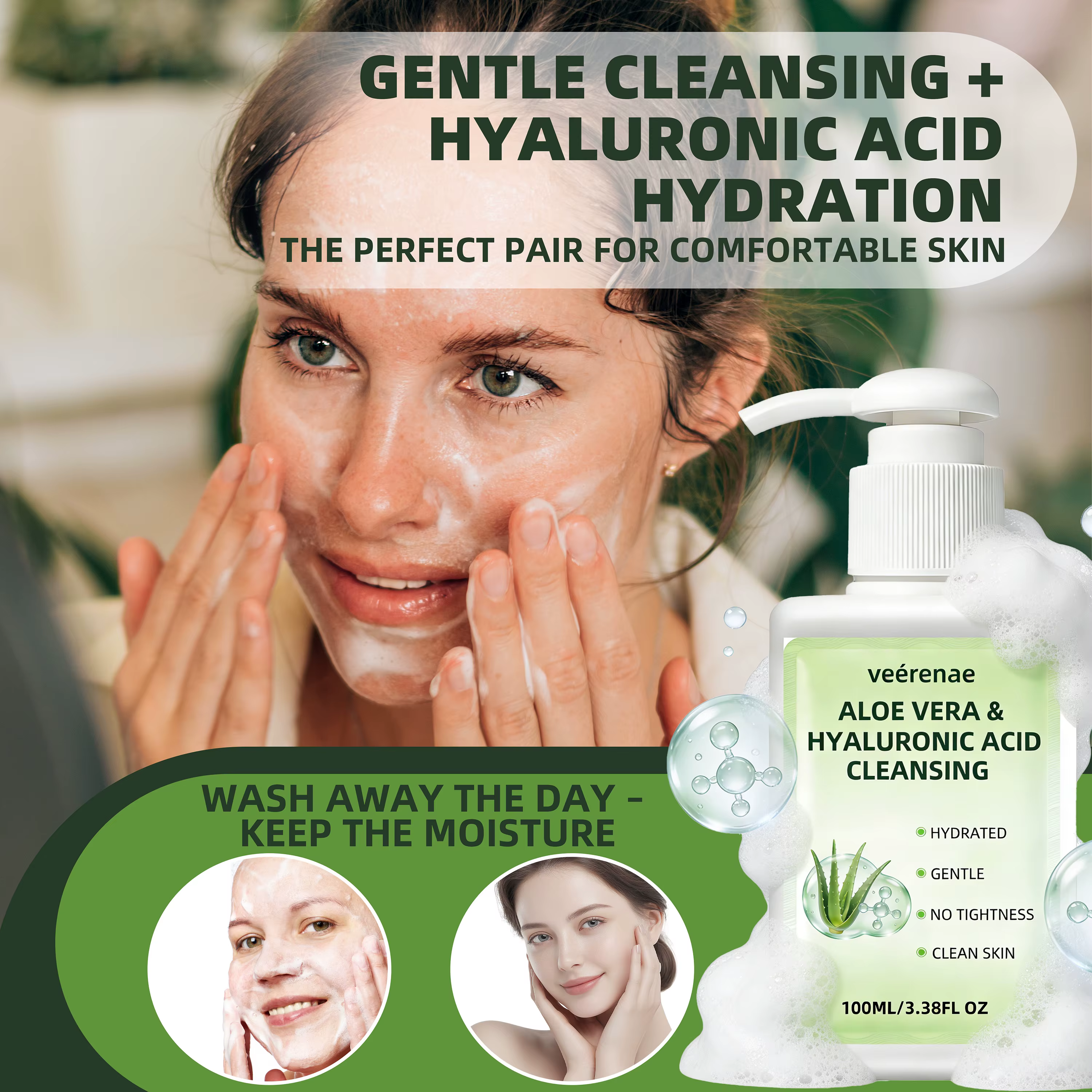 Nettoyant à l'aloe vera et à l'acide hyaluronique