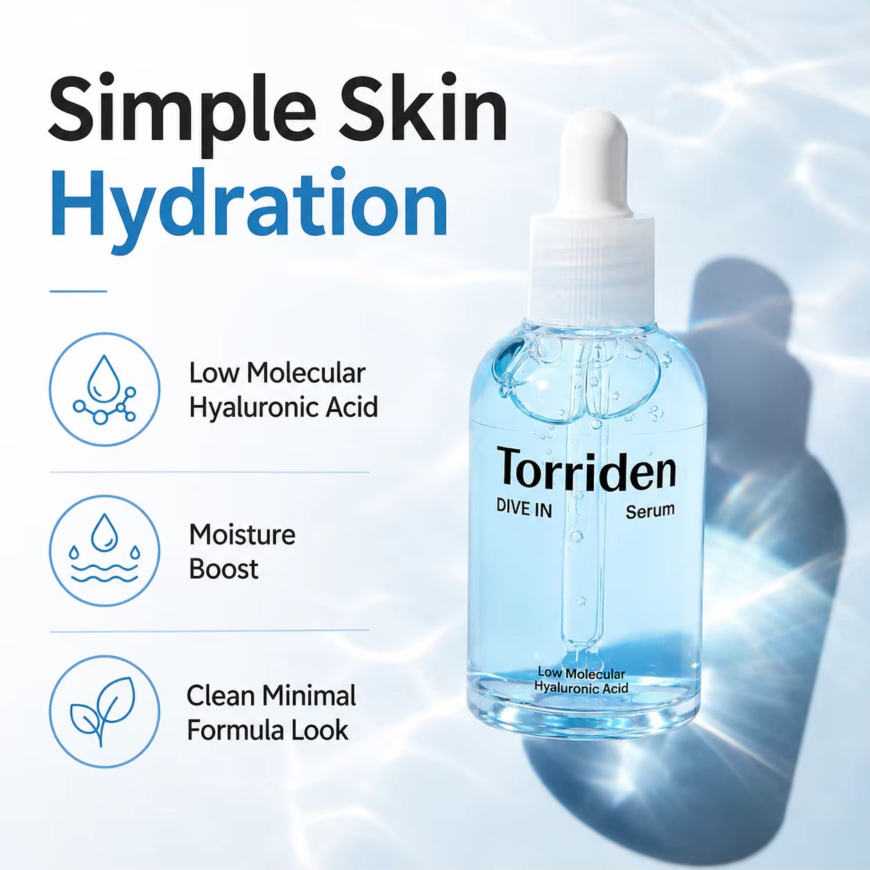 Sérum à l'acide hyaluronique à faible poids moléculaire Torriden DIVE‑IN 50 ml