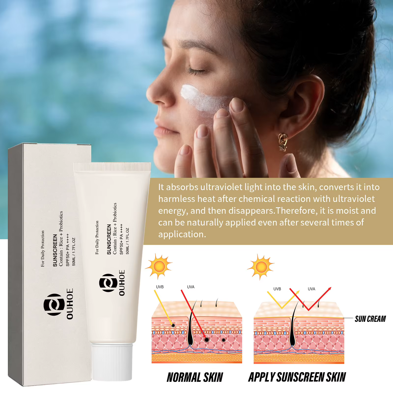+ crème solaire riz coréen probiotique bloqueur