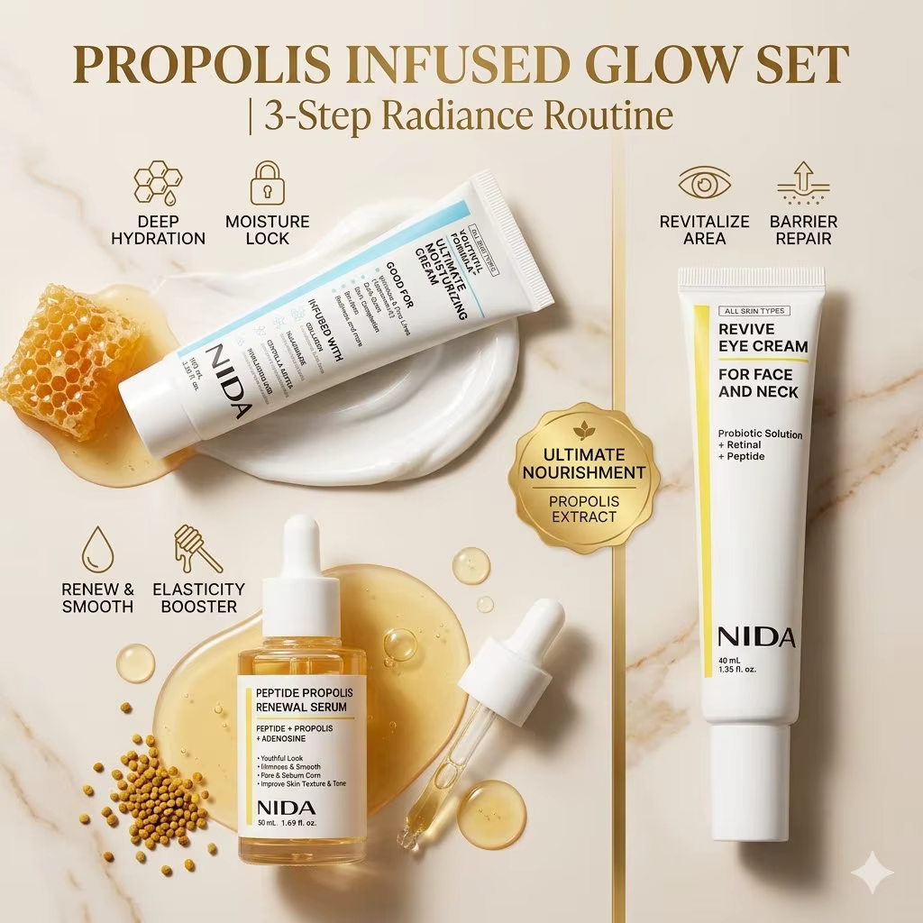 Crème visage revitalisante NIDA Propolis & Peptide | Réparation de la barrière cutanée endommagée