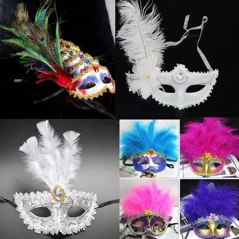 15 pièces masque de plumes d'événement avec fleur princesse venise masques pour les yeux fête d'anniversaire Cosplay masques de fête