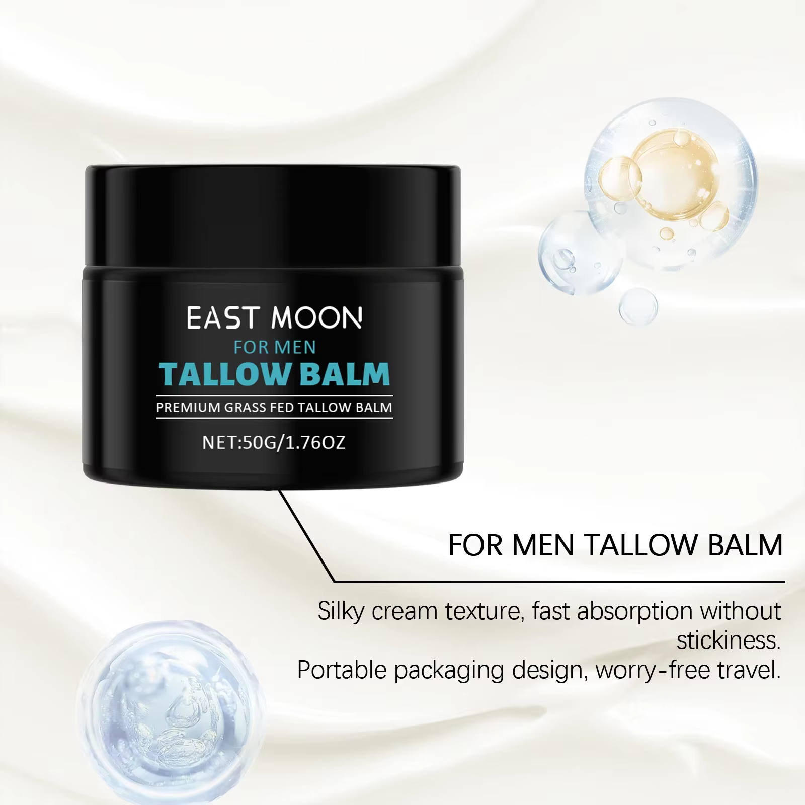 Tallow baume de soin du visage pour homme nourrir le sec améliorer l'élasticité supprimer W-rugle contrôle de l'huile peau brillante crèmes hydratantes pour le visage