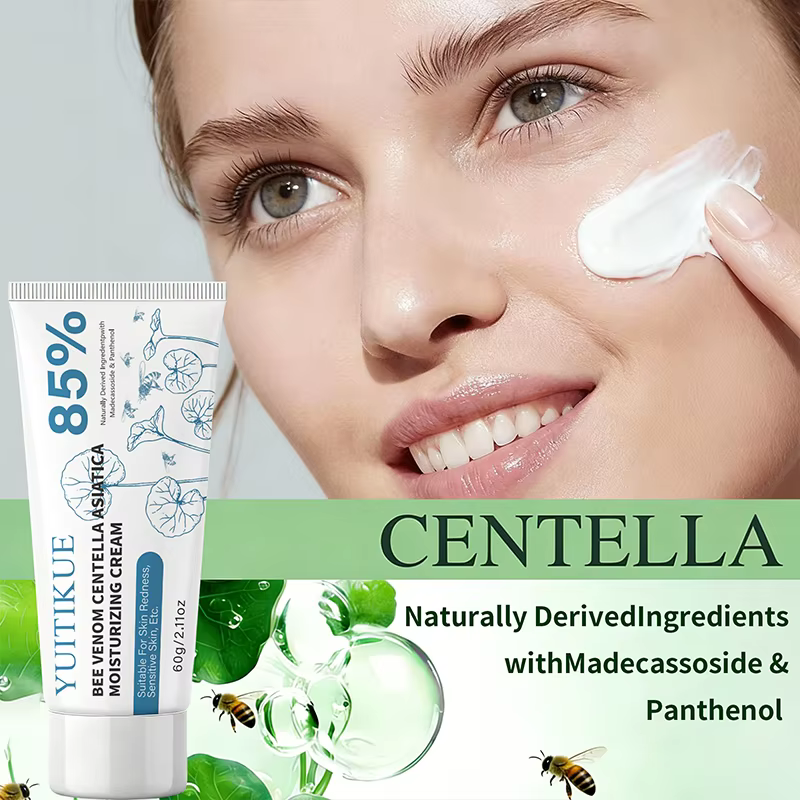 Crème YUITIKUE 85% Centella Asiatica + venin d'abeille | Hydratant Intensif pour Peaux Sensibles et sujetes aux