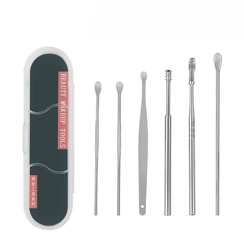 Kit de nettoyage de cire d'oreille à ressort en spirale, ensemble de 6 pièces de cure-oreille, outils de nettoyage d'oreille sûrs et hygiéniques pour la maison avec un Design confortable