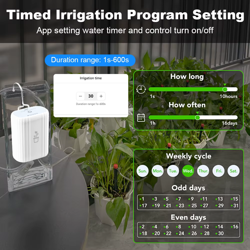 Dispositif d'arrosage intelligent WiFi, système d'irrigation goutte à goutte automatique programmé, contrôle à distance par application, arrosage automatique pour plantes d'intérieur