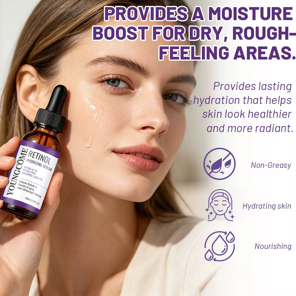 Sérum hydratant au rétinol - Sérum facial quotidien léger au rétinol pur à 0,1 %, formule douce et nourrissante pour tous les types de peau, Smoo