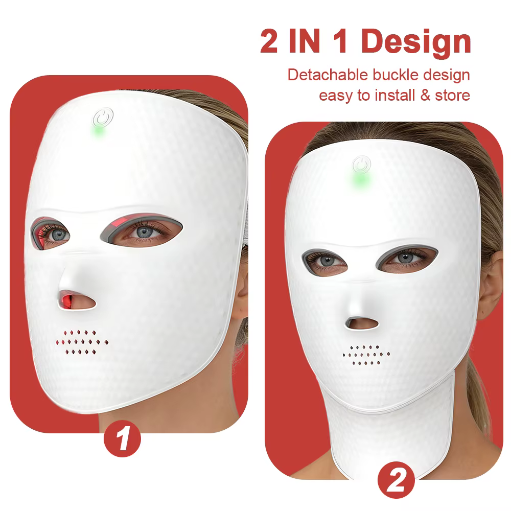 Masque LED facial 2 en 1 avec masque LED pour le cou