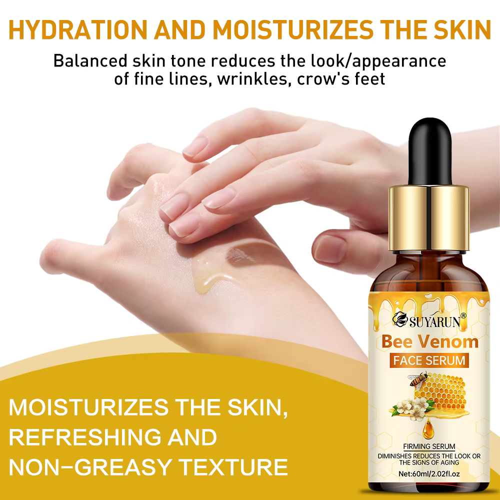 SUYARUN Sérum visage au venin d'abeille – Essence raffermissante anti-âge pour la réduction des rides et lueur jeune.
